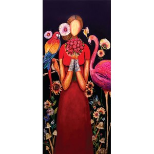 Shazly Khan,My Secret Whimsical Garden., 24 x 54 Inch, Acrylic on Canvas, Figurative Paintings, AC-SZK-079